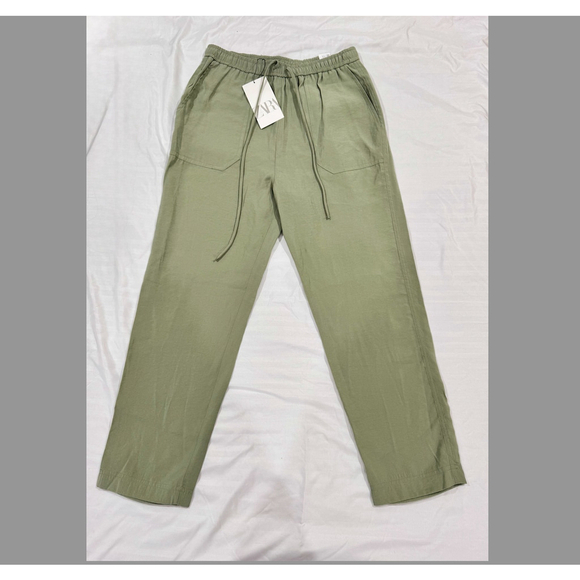 Women's Zara Green Drawstring Trousers Size XS - Picture 2 of 4